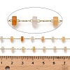 Handmade 304 Stainless Steel Yellow Aventurine Beads Flat Round Link Chains CHS-B011-05G-01-3