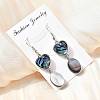 Brass Abalone Shell Black shell Dangle Earrings EJEW-D313-01P-4