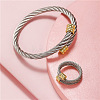 Titanium Steel Wire Twist Bangles & Cuff Rings Sets FS-WG3AC7D-01-4