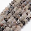 Frosted Natural Dragon Veins Agate Beads Strands G-F376-8mm-1