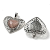 Natural Strawberry Quartz Peach Love Heart Pendants G-G158-01S-2