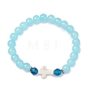 Round Spray Painted Imitation Jade Glass Beads Stretch Bracelets for Women BJEW-JB12881-01-2