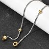 Two Tone 316L Surgical Stainless Steel Micro Pave Clear Cubic Zirconia Box Chain Knot Lariat Necklaces NJEW-D297-01GP-3