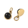 Ion Plating(IP) Natural Black Onyx(Dyed & Heated) Half Round Charms with Jump Ring STAS-A097-05G-10-2