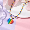 Rainbow Heart Plastic Stripe Pendant Necklaces NJEW-JN04898-2