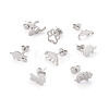 16 Pairs 16 Style Crocodiles & Dog & Swan & Hedgehog & Dinosaur & Bird 304 Stainless Steel Stud Earrings EJEW-CF0001-02P-12