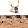 Brass Pave Cubic Zirconia Rectangle & Teardrop Pendant Cable Chain Necklaces KK-CBAB173-05G-07-5
