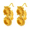 Flower Brass Earring Hooks with Round Tray KK-G502-23C-G-1