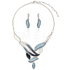 Leaf Alloy Enamel Pendant Necklaces & Stud Dangle Earrings Sets WG51EEA-01-5