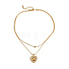 304 Stainless Steel Natural White Shell Heart Pendant Double Layer Necklaces for Women WG85E59-02-2