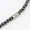 Non-Magnetic Synthetic Hematite Beaded Necklaces NJEW-P066-03-3