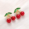Cherry Brass ABS Plastic Pearl Stud Earrings EJEW-U062-04B-02G-1