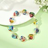 Handmade Millefiori Lampwork Heart & Natural Pearl Beaded Stretch Bracelets BJEW-JB14294-02-1