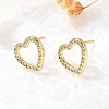 Heart Brass Micro Pave Cubic Zirconia Ear Studs EJEW-D304-40G-5