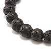 Round Synthetic Turquoise & Natural Lava Rock Stretch Bracelet BJEW-JB07470-05-5