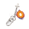 Evil Eye Glass Seed Loom & Cross Alloy Pendant Decoration HJEW-MZ00082-4