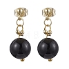 Natural Black Agate Round Beads & 304 Stainless Steel Components Dangle Earrings for Women EJEW-JE06231-01-2