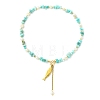 304 Stainless Steel Fish Pendant Natural Amazonite Chip and Pearl Beaded Necklaces for Women NJEW-JN06299-01-2