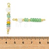 Heart Natural Shell & Dyed Natural White Jade Rondelle Beaded Links Connector Charms PALLOY-JF05415-3
