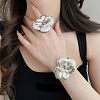 Iron Open Cuff Bangle & Ring Set for Women WG478CE-04-2
