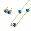 Ion Plating(IP) Evil Eye Resin Stud Earrings & Necklaces Sets SJEW-M100-03G-2