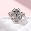 Brass Micro Pave Cubic Zirconia Adjustable Open Cuff Rings for Women RJEW-A072-01A-P-2