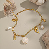 Summer Beach 304 Stainless Steel & Natural Shell Starfish Dolphin Sea Horse Pendant Paperclip Chain Necklaces for Women ZQ6874-2