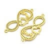 Rack Plating Brass Micro Pave Clear Cubic Zirconia Infinity with Heart Links KK-B091-48G-03-2