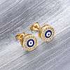 Blue Evil Eye Brass Stud Earrings ZIRC-Z017-01G-3