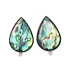 304 Stainless Steel Pave Natural Paua Shell Stud Earring Findings STAS-Z125-06P-1