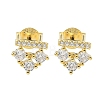 925 Sterling Silver Clear Cubic Zirconia Stud Earrings EJEW-Q032-01C-G-4
