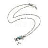 Letter A~Z Antique Silver Plated Alloy with Synthetic Turquoise Pendant Necklace NJEW-G080-01L-3