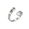 Hollow Out Cross with Word Faith 201 Stainless Steel Cuff Rings FS-WGED892-05-1