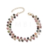 Natural Tourmaline Round Beaded Charm Bracelet BJEW-TA00220-1