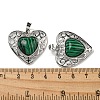 Synthetic Malachite Peach Love Heart Pendants G-G158-01T-3