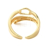 Oval Buckle Brass Double Layer Open Cuff Rings for Women RJEW-A046-04G-3