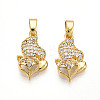 Brass Micro Pave Cubic Zirconia Pendants KK-T070-84G-1