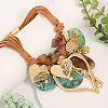 Bohemian Style Alloy Resin Disc Heart Pendant Multi-strand Waxed Cord Bib Necklaces for Women FS-WGB6778-01-1
