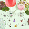 20Pcs 10 Styles Flower & Bee & Butterfly & Beetle Alloy Enamel Dangle Wine Glass Charms AJEW-BC0003-17-6