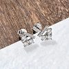 925 Sterling Silver Clear Cubic Zirconia Stud Earrings EJEW-Q032-01C-P-3