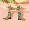 Cowboy Hat with Boot Alloy Enamel Dangle Stud Earrings FS-WG1DB7D-03-1