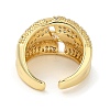 Rack Plating Brass Micro Pave Cubic Zirconia Cuff Finger Rings for Women RJEW-C114-20B-G-3