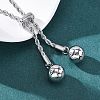 Round Brass Slider Lariat Necklaces for Women NJEW-G162-05P-2