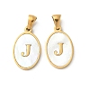 Natural Shell Oval with Initial Pendants STAS-I351-23G-J-1