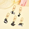 5Pcs Cat & Music Theme Alloy Enamel Pendant Decoration HJEW-FS00035-03-7