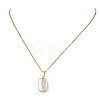 Natural Baroque Keshi Pearl Rectangle Pendant 304 Stainless Steel Cable Chain Necklaces for Women NJEW-JN06136-2
