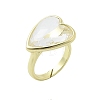 Heart Brass Natural Quartz Crystal Finger Rings RJEW-D304-01G-F-2