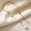 Adjustable Triple Faux Pearl Oval Tassel 304 Stainless Steel Lariat Y Necklaces for Women LS-UT5440-1-3