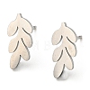 201 Stainless Steel Leaf Stud Earrings with 304 Stainless Steel Pin EJEW-H096-02P-1