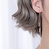 Rhodium Plated 925 Sterling Silver Long Ear Thread EJEW-P195-04P-3